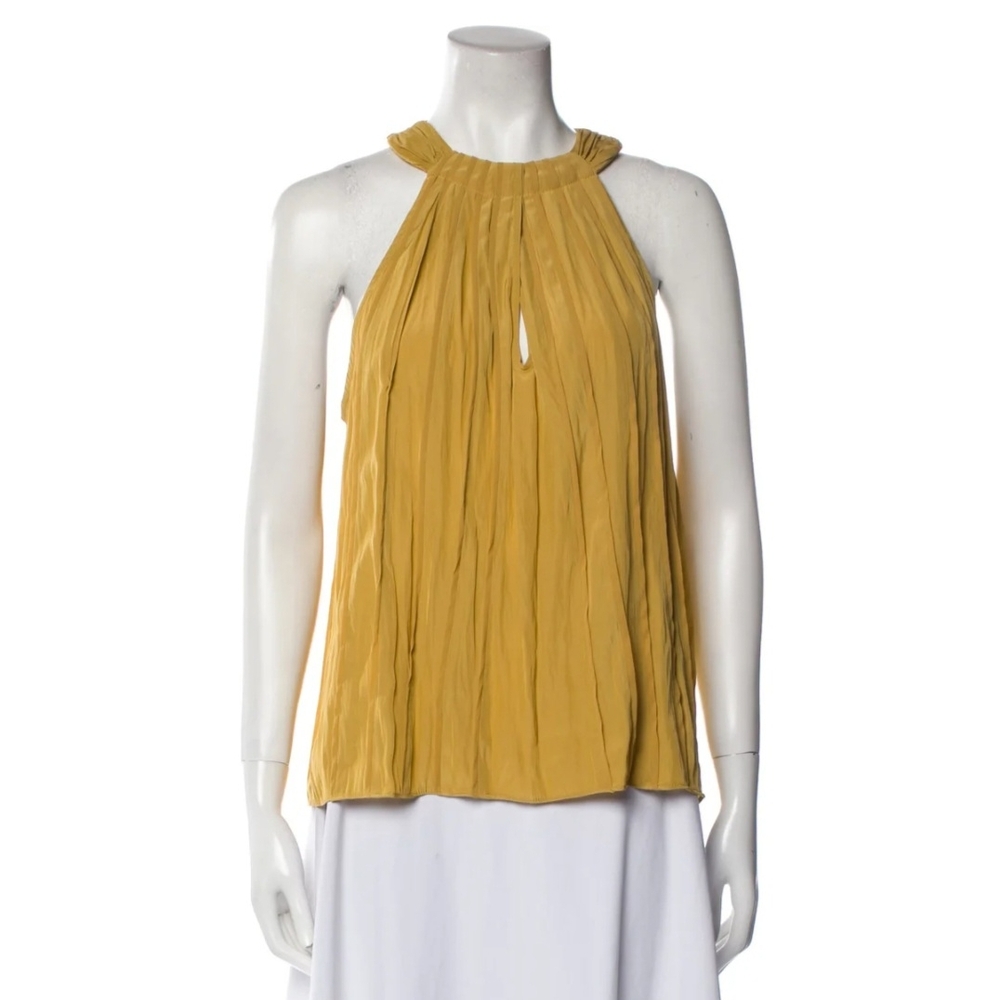 Ramy Brook Mustard Pleated Halter Blouse
